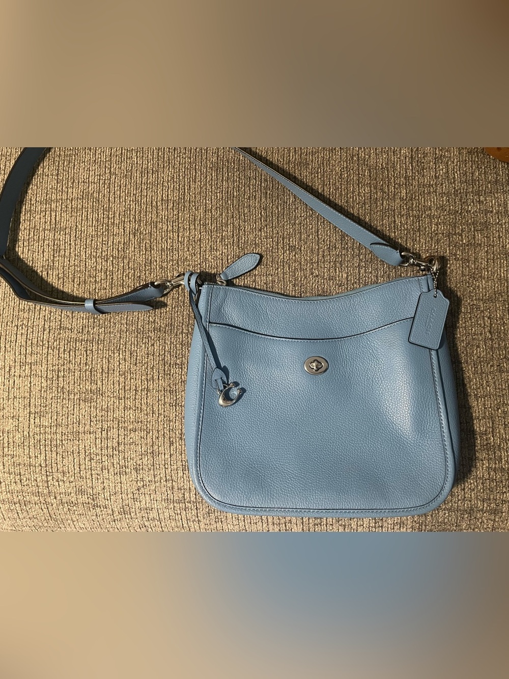 Coach Leather Chaise Crossbody Light blue